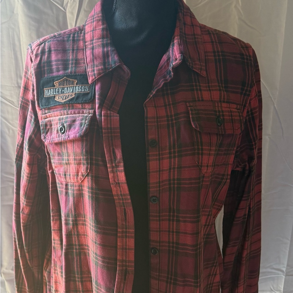 Harley-Davidson Red and Black Plaid Shirt